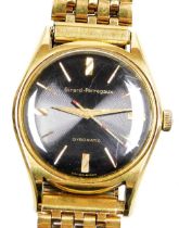 A Girard-Perregaux gold plated gentleman's Gyromatic wristwatch, the 3.5cm black dial with baton