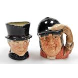 Two Royal Doulton character jugs, John Peel, and Gone Away D6538, 8.5cm and 8.8cm respectively.