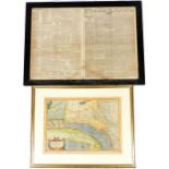 A map of Retia and Pannoina, later coloured, 33cm x 47cm, and an 18thC page from the Nottingham