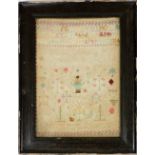 A late 19thC alphabetic sampler, by Louisa Dodsworth, aged 10 years, 35cm x 24.5cm.