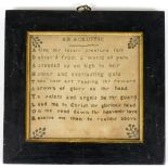 A 19thC needlework sampler, An Acrostic poem, by Ada H Taylor, 'A diet my lovely creature fair....