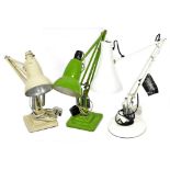 Three Anglepoise lamps, in cream, white, and green. (AF) Buyer Note: WARNING! This lot contains unte