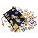 A group of military related and other pin badges and buttons, British Red Cross Society enamel pin