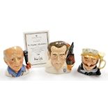 Three Royal Doulton character jugs, comprising Sir Stanley Matthews D7161, limited edition number