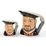 Two Royal Doulton Henry VIII character jugs, D6642, and D6647.