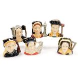 Six Royal Doulton character jugs, comprising wives of Henry VIII; Catherine of Aragon D6658,