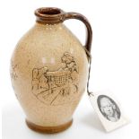 A Bourne Denby commemorative stoneware jug, Sir Richard Arkwright, Cromford 1771-1971, 20cm high.
