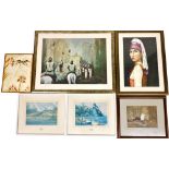 A group of pictures, to include Effiles, woodland scene, watercolour on paper, signed and