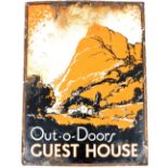 An Out-o-Doors Guest House enamel sign, 60cm x 46cm, (AF).