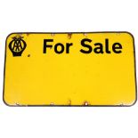 An AA For Sale enamel sign, of rectangular form with rounded corners, 44cm x 76.5cm, (AF).