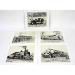 After A. Marshall. A collection of locomotive related prints, to include W.P. Plass number 7334 at