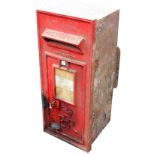 A Post Office red cast iron wall mounted letter box, Elizabeth II, 138, number 1, with key, 85cm