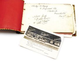 An autograph book bearing various signatures of Manchester United FA cup winners, to include Jack