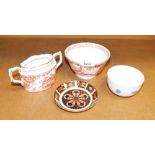 Three items of Royal Crown Derby porcelain, a Royal Crown Derby Old Imari pattern pin dish, 11cm