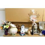 General household effects, to include a wash jug decorated with flowers, 32cm high, model of a