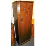 A mid 20thC oak single wardrobe, 179cm high, 73cm wide, 44cm deep.