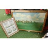 A print of various 19thC cricket players, 35cm x 26cm, horse print, etc. (a quantity)