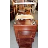 A mahogany corner cabinet, 79cm high, a chest of five drawers, a two tier hostess trolley, etc. (a