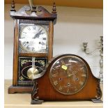 A Smiths mantel clock, with Roman numeric dial, 22cm high, and a Highlands mantel clock, with