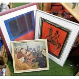 Various pictures, prints, etc., to include after Toulouse Lautrec, impressionist interior scene,