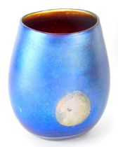 Siddy Langley (b 1955). A Moon Rise Studio glass vase, 1997, in iridescent colours, signed and dated