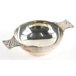 An Elizabeth II Scottish silver quaich, by Frances Howard Limited of typical form with blind fret ha