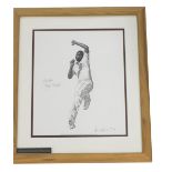 David Byrne (20thC), Malcolm Marshall bowling, artist signed limited edition print 351 of 500, signe