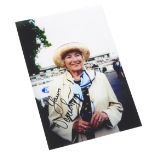 A photograph of Dame Vera Lynn, hand signed in black pen, 15cm x 10cm, a letter from A J Payne hand