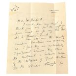 Churchill interest. A handwritten letter by Lady Clementine Churchill, on 10 Downing Street headed p