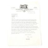 Cricket Interest. A letter on Melbourne Cricket Club headed paper from John Lill, thanking the recip