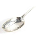 An 18thC Scottish provincial silver spoon, with slender stem and plain bowl maker BL, 16cm wide.
