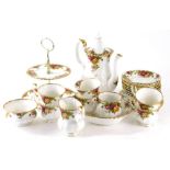 A Royal Albert Old Country Roses part service, to include, coffee pot, 27cm high, various tea cups,