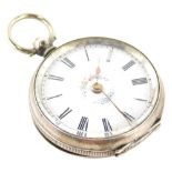 An early 20thC continental ladies fob watch, of circular form with 4cm diameter Roman numeric dial i