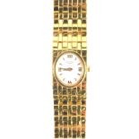 A ladies Rotary wristwatch, with 1cm oval dial and baton numerals and pointers, with a textured brac
