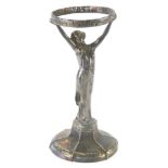 A 20thC Art Nouveau silver plated lamp base, formed as a lady in flowing robes on a shaped base, uns