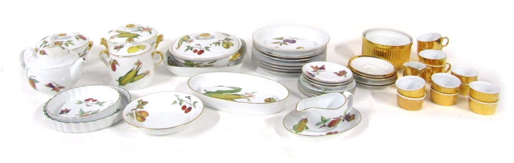 A Royal Worcester Evesham pattern dinner and oven wares, comprising graduated set of three tureens a