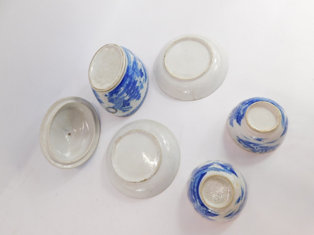 Late 18thC blue and white porcelain tea wares, chinoiserie decorated in blue and white, comprising a - Image 3 of 3