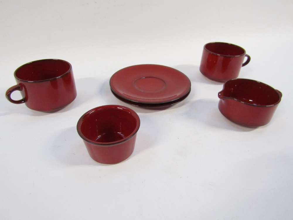 A Villeroy & Boch Granada part coffee service, in red flambe, comprising two cups and saucers, milk - Image 3 of 4