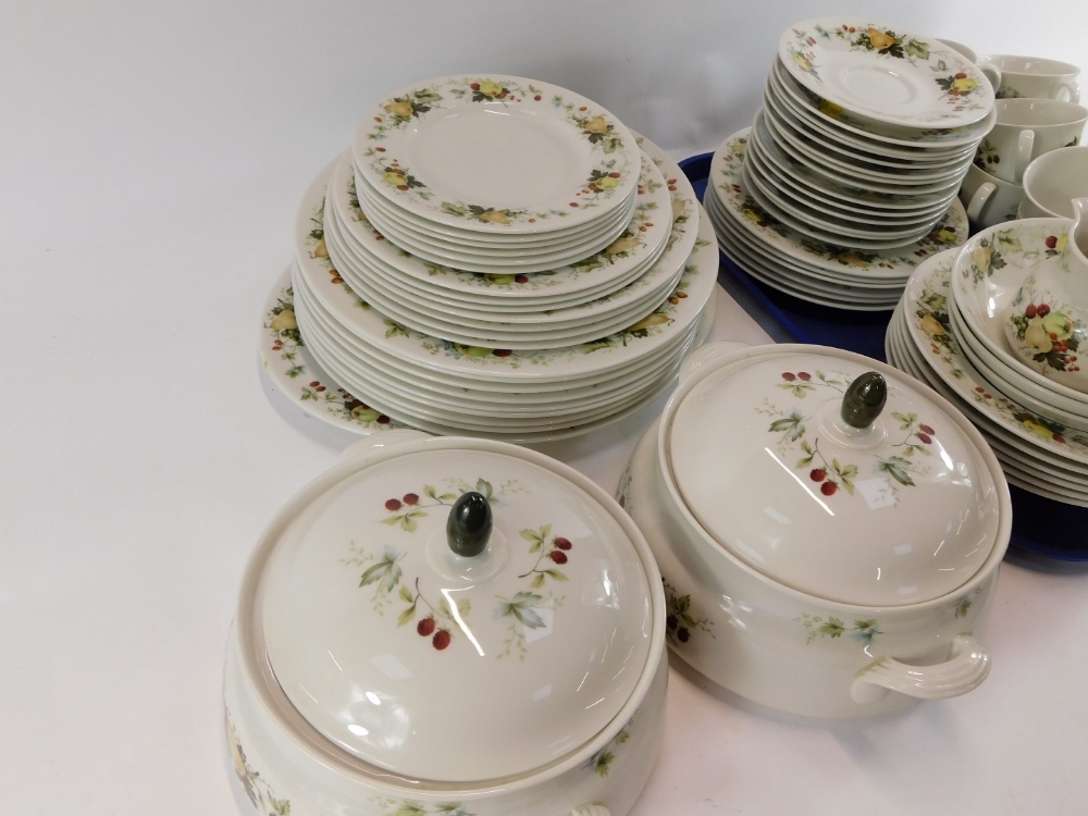A Royal Doulton Miramont pattern part dinner service, comprising two tureens, ten cups and saucers, - Image 2 of 3
