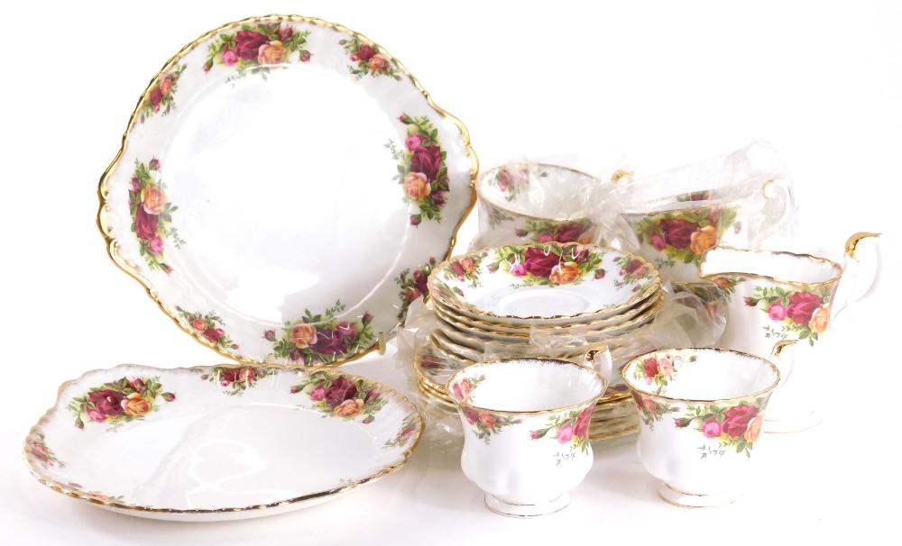 A boxed Royal Albert Old Country Roses part tea service,