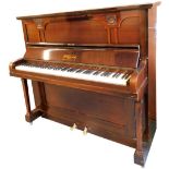 A Wisher & Son of Derby mahogany cased upright overstrung piano.