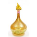A Loetz Candia Papillon gold iridescent glass rose water vase, 25cm high.