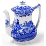 A 1940/50's Copeland Spode's Italian blue and white coffee pot, oval blue printed mark, 19.5cm high.