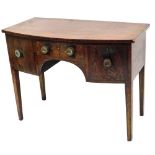 A George III mahogany bow front sideboard, of small proportion with ebony line inlay, with three fri