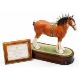 A Royal Worcester matt glaze porcelain equestrian figure of Clydesdale Stallion, modelled by Doris L