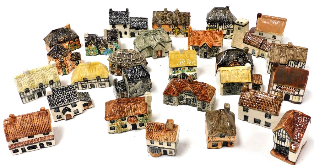 Countryside collection British and miniature pottery houses, including Norfolk Flint Cottage, Cop Co