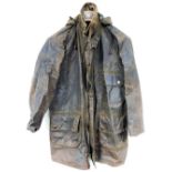 A Barbour Solway zipper brown wax jacket, with hood, size 40''.