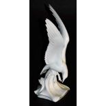 A Meissen porcelain figure of a seagull, designed by Max Esser, white glaze, modelled seated on the