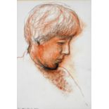 Peter Nuttall (20thC British School). Side profile of a young man, pastel and graphite on paper, sig