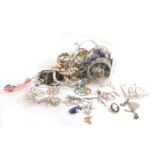 Various costume and other jewellery, pendant, 4cm high, other items, faux pearls, clip earrings etc.